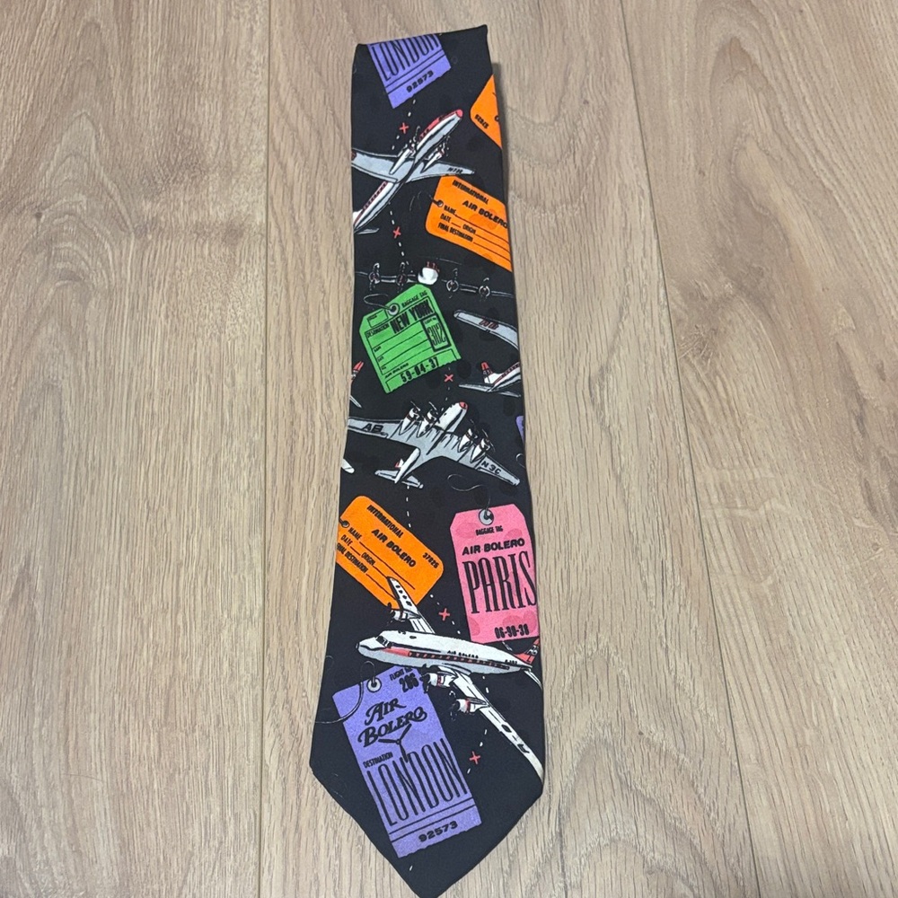 ADDICTION Travel Agent Airplane 100% Silk Tie Neon Men's Necktie
Bright Colorful